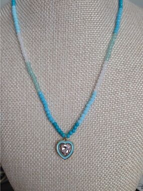 Beautiful Park Lane Beaded Turquoise Heart Pendant Necklace - Women's Jewelry.